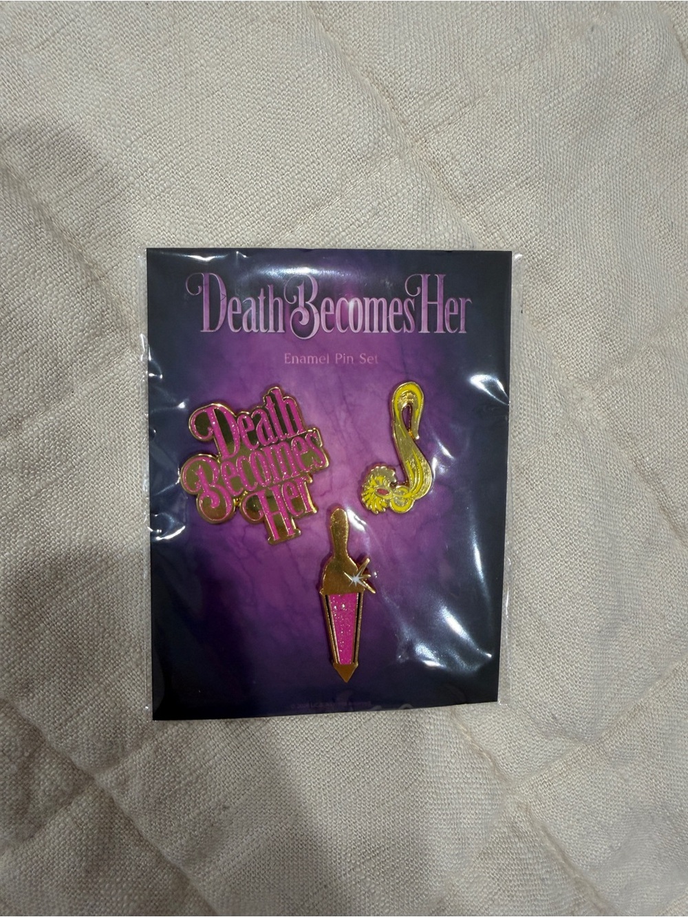 Death Becomes Her Enamel Pin Set - Pink & Gold